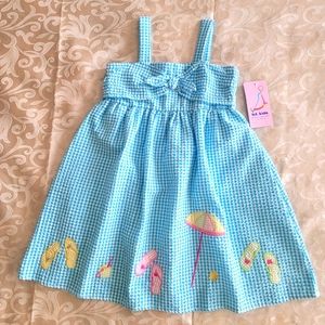 B.T. Kids Turquoise White Girls Dress Size 5